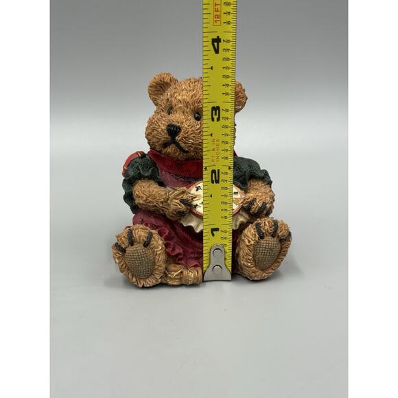 Heart Patch Place Christmas Bear Figurine Knitting Christmas Tree 1996 Vintage - Picture 6 of 9